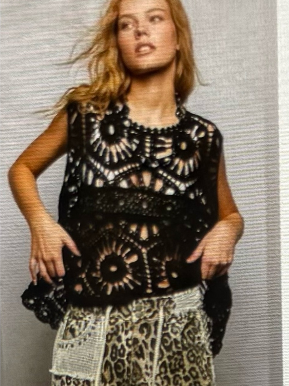 POL Black Crochet Lace Sleeveless Camisole